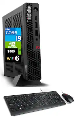 Lenovo - ThinkStation P3 Tiny Workstation Mini Desktop (Intel i9-14900 vPro, T400 4GB, 16GB DDR5,512GB SSD, Win 11 Pro) - Black