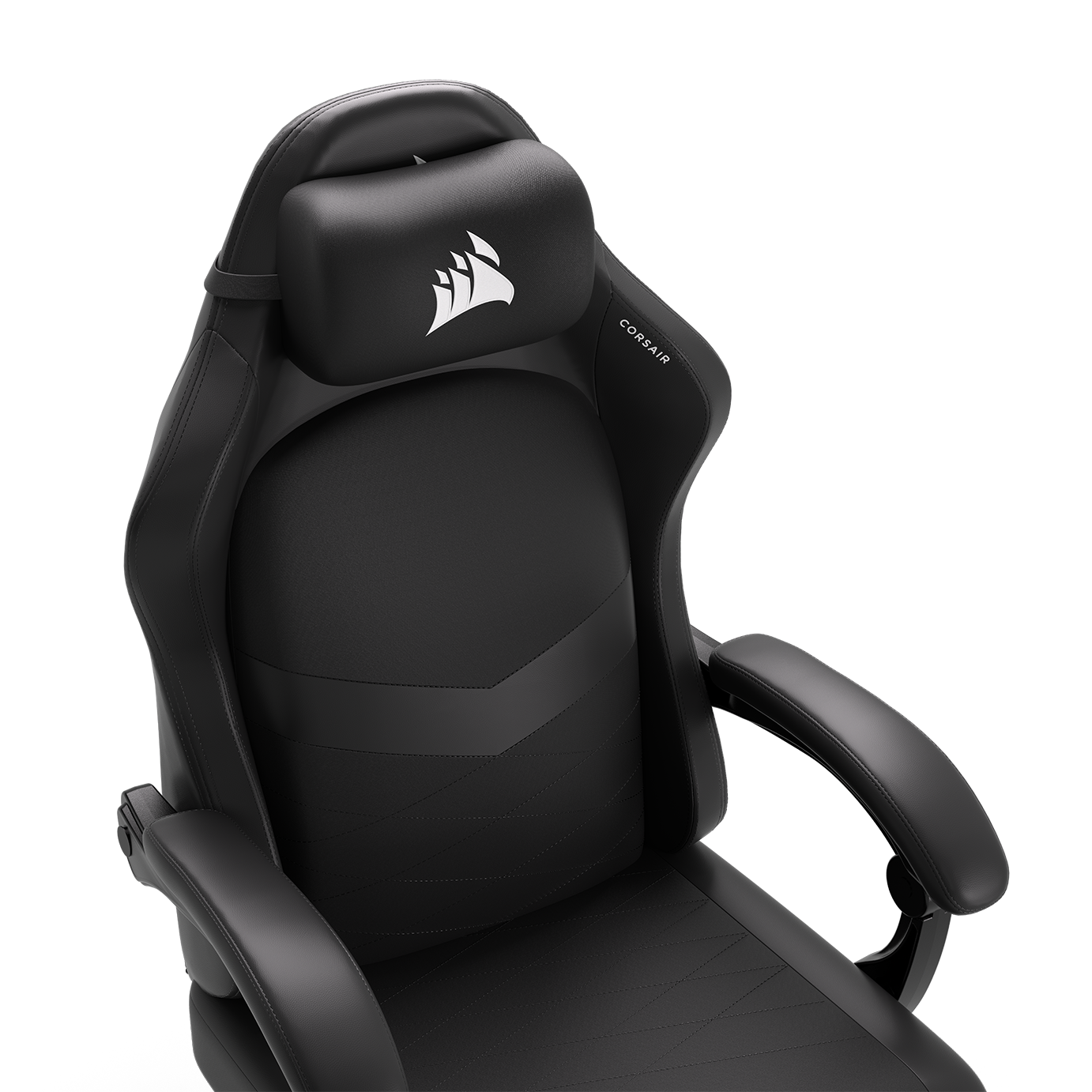 Alt View 1. CORSAIR - TC80 Fabric & Leatherette Gaming Chair – Comfortable wide seat, Detachable neck pillow, with Steel 5-star base - Blck.