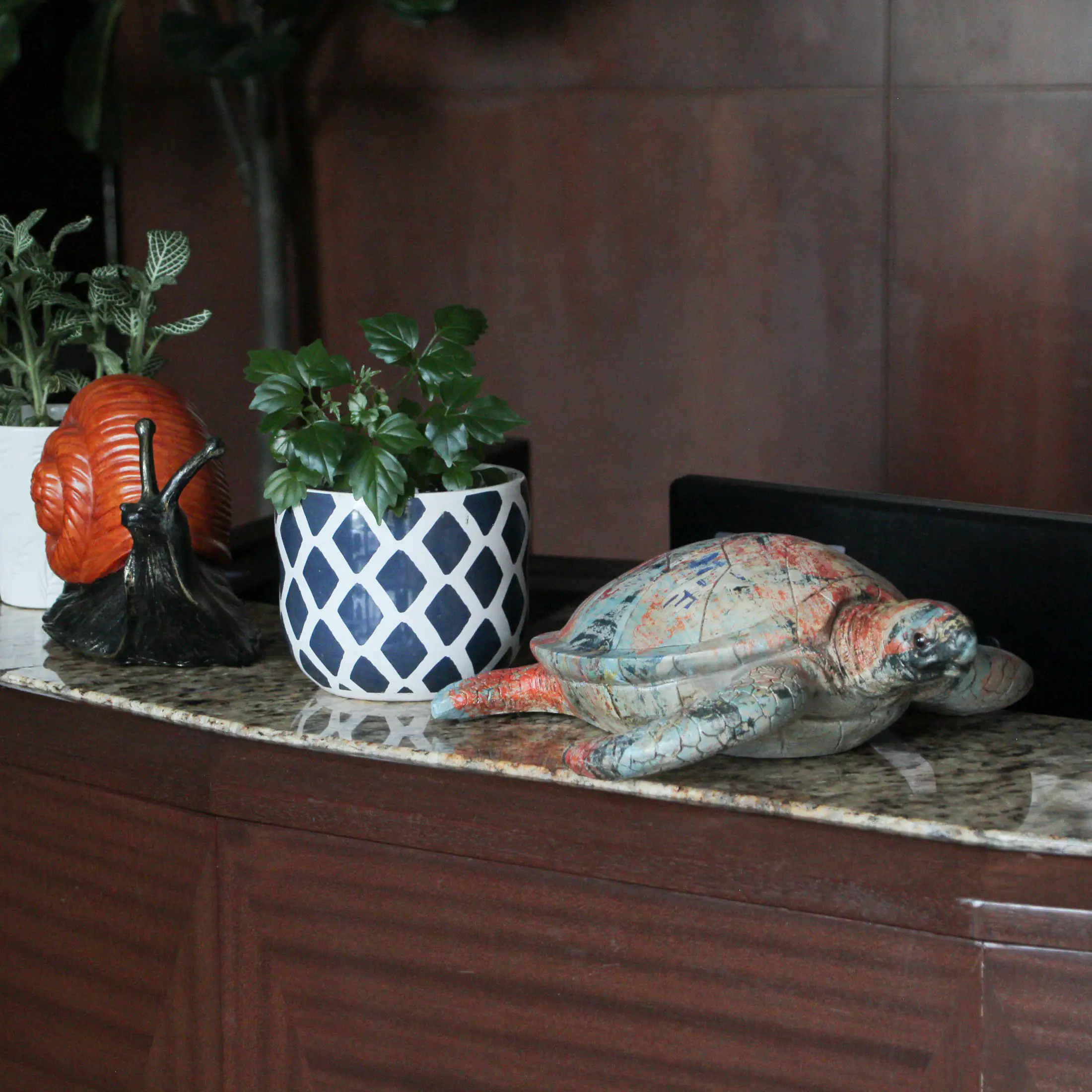 Alt View 5. Things2Die4 - Multicolor Abstract Sea Turtle Statue – 12-Inch Ocean-Inspired Coastal Decor - Multicolored.