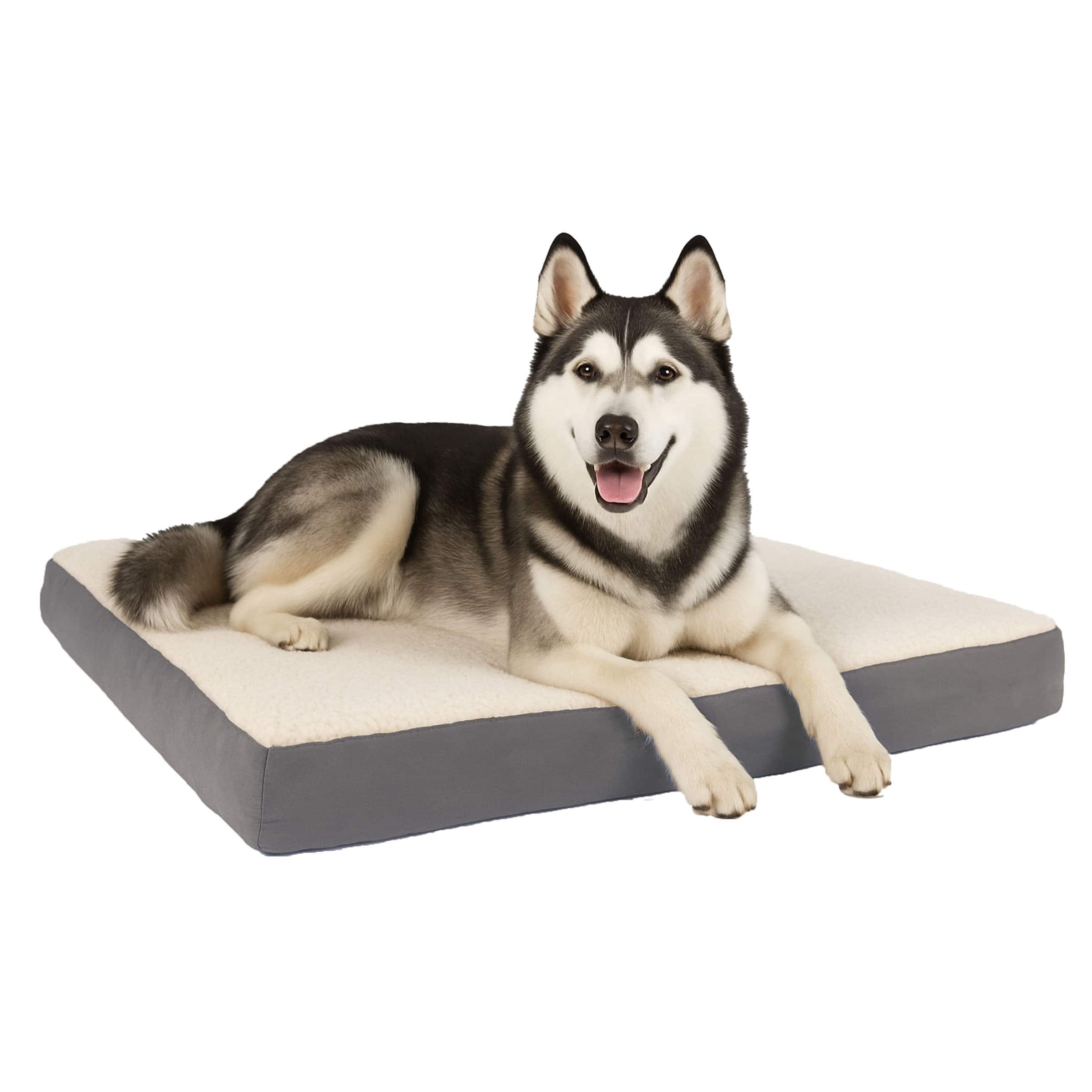 PetMaker - Orthopedic Dog Bed 2-Layer 44x35-Inch Memory Foam Pet Mattress with Machine-Washable Cover for Large Dogs up to 100lbs - Gray