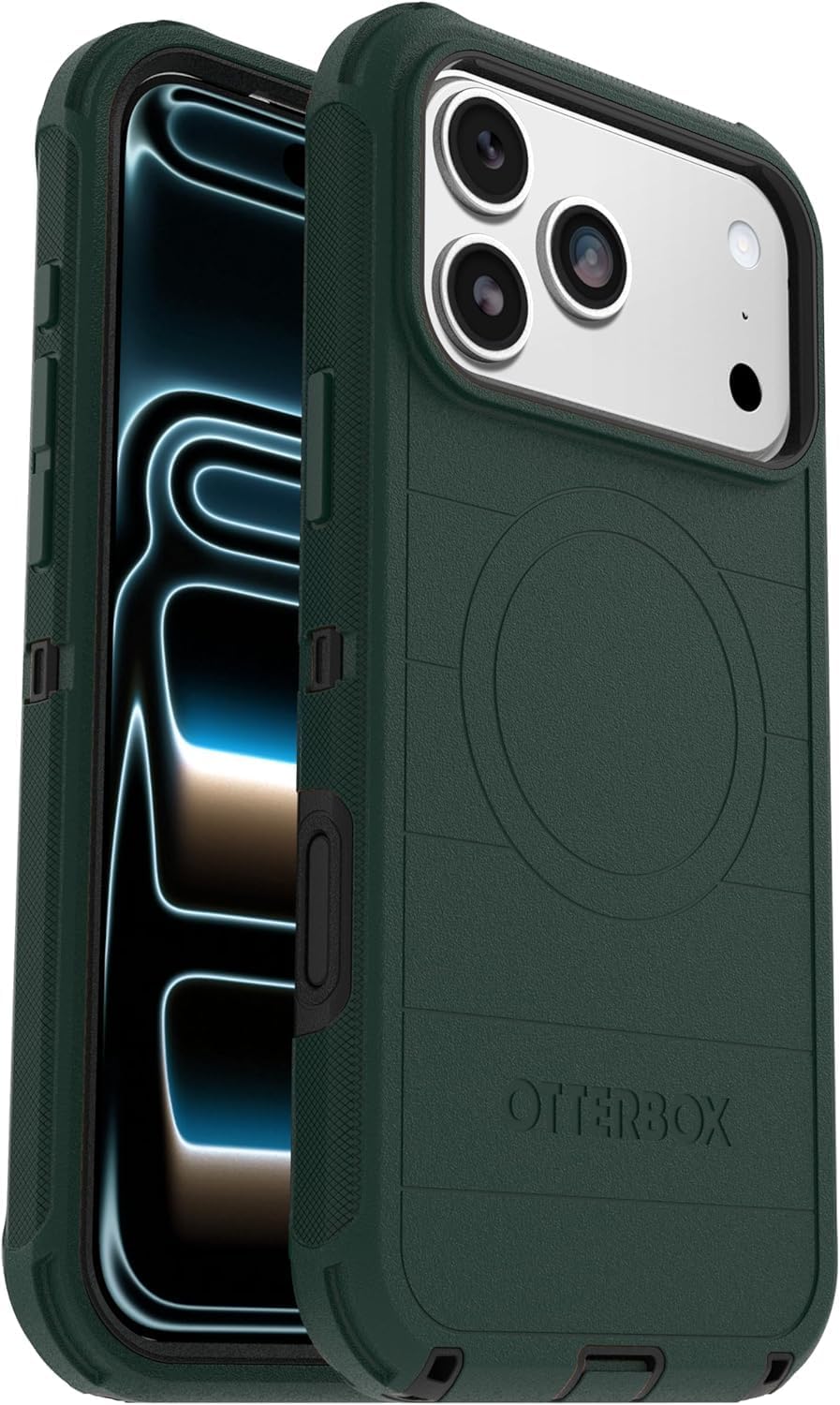 Alt View 5. OtterBox - OtterBox iPhone 18 Pro Max & iPhone 17 Pro Max (Only) - Defender Series Case - Holster Clip Included - Snaps on MagSafe - Roasted Cashew Mist (Green & Black).