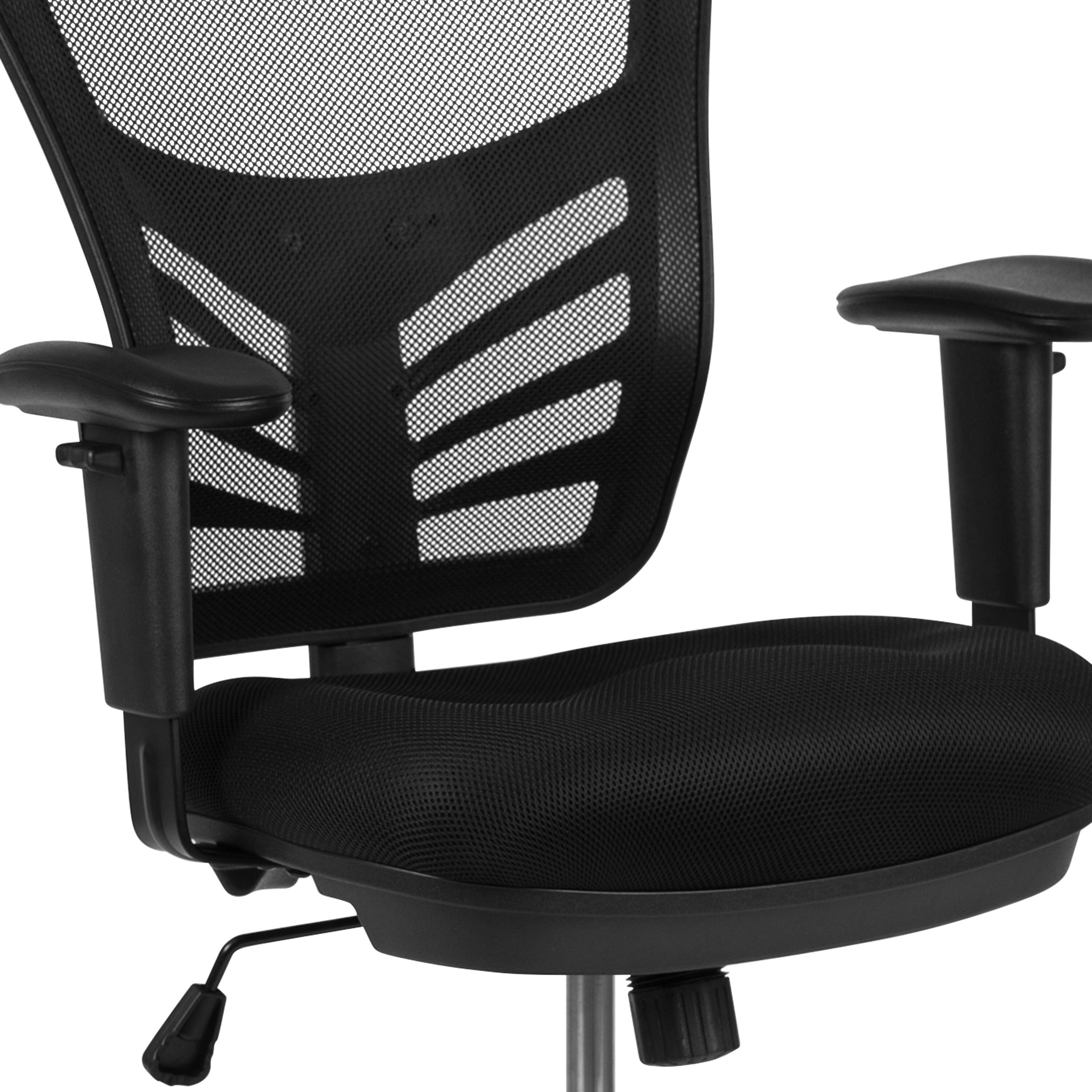 Alt View 10. Emma + Oliver - Mid-Back Mesh Adjustable Ergonomic Drafting Chair, Task Chair - Black Mesh/Black Frame.