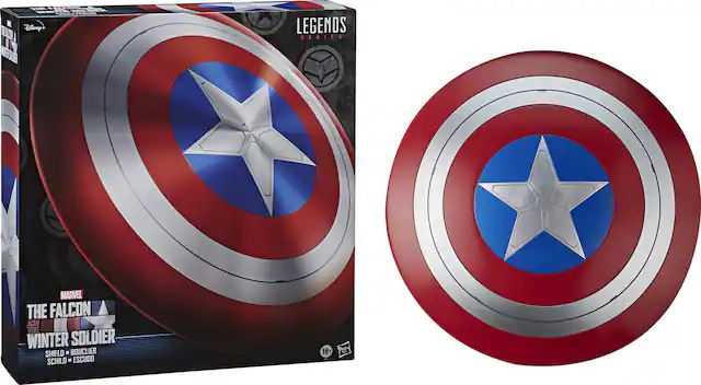 Sure, here is the corrected and grouped text from the image:
---
**Disney LEGENDS SERIES**
**MARVEL**
**THE FALCON AND THE WINTER SOLDIER**
**SHIELD - COUVERIN - ESCUDO**
**18+**
---
**Disney**
**LEGENDS**
**MARVEL**
**THE FALCON AND THE WINTER SOLDIER**
**SHIELD - COUVERIN - ESCUDO**
**18+**
---