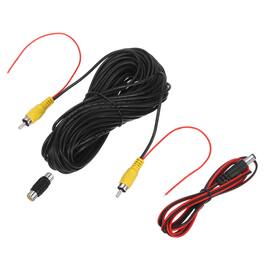 Unique Bargains - Backup Camera RCA Video Cable, Male to Male, with F-F Coupler, Detection & DC Wire for Truck/Bus/SUV - Black