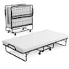 Front. Costway - Heavy Duty Foldable Bed Metal Guest Bed Daybed with 4 inch Mattress Memory Foam - White.