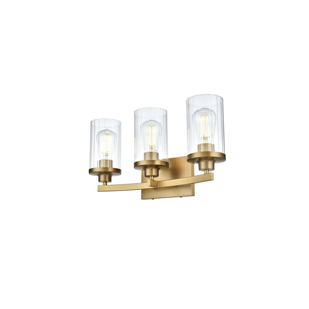 Left. Living District - Thane 18 inch Wall Sconce in Satin Gold - Satin Gold And Clear.