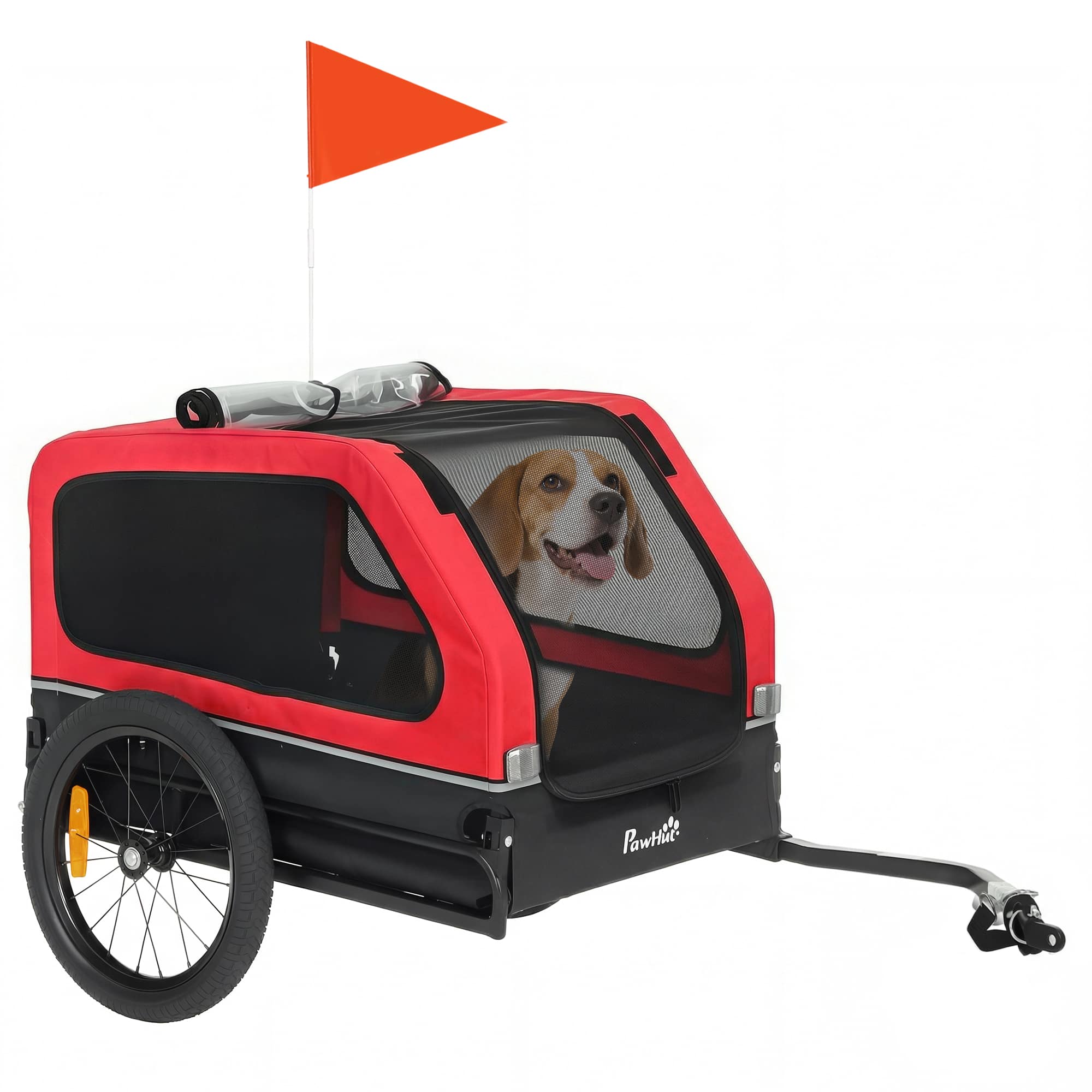 Pawhut - Bike Trailer for Small & Medium Dogs, Universal Bicycle Coupler - Red