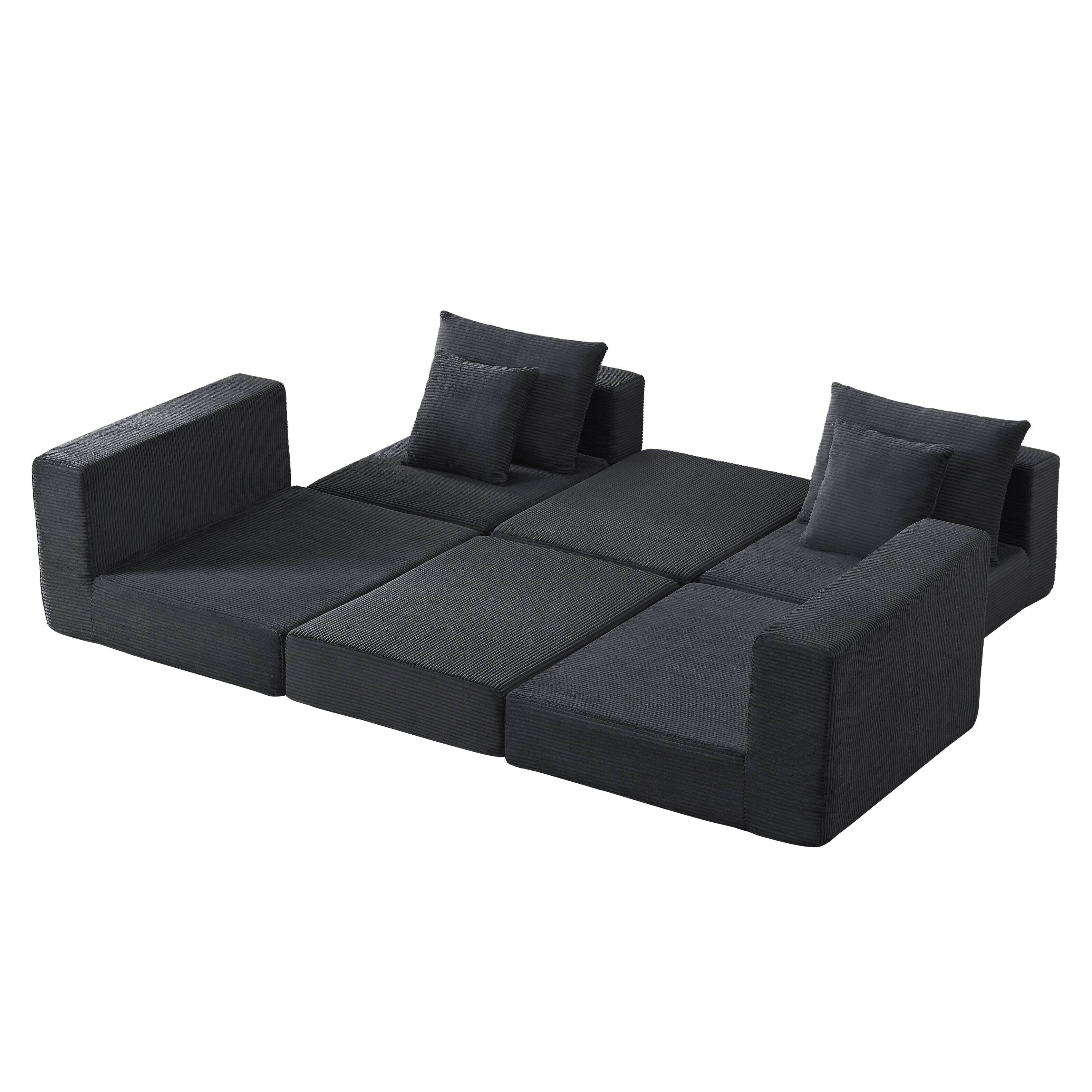 Alt View 9. Loheer - Loheer Modular Sectional Sofa Cloud Couch Deep Seat Sleeper L-Shape Chaise No Assembly Boneless Loveseat - Dark Gray.