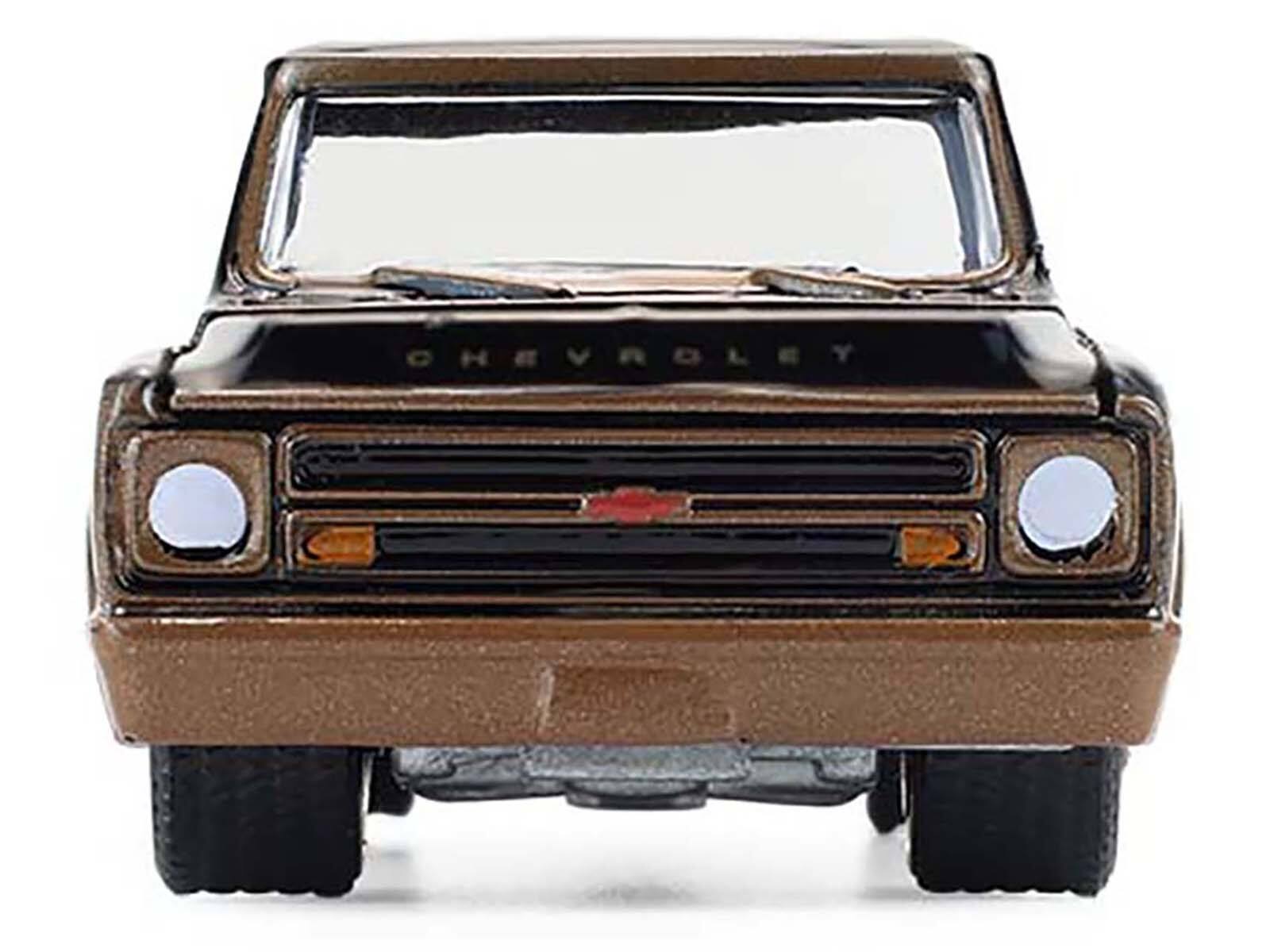 Back. Greenlight - 1972 Chevrolet C10 Pickup Truck Lowrider Black with Bronze Stripes "California Lowriders" Series 7 1/64 - Black.