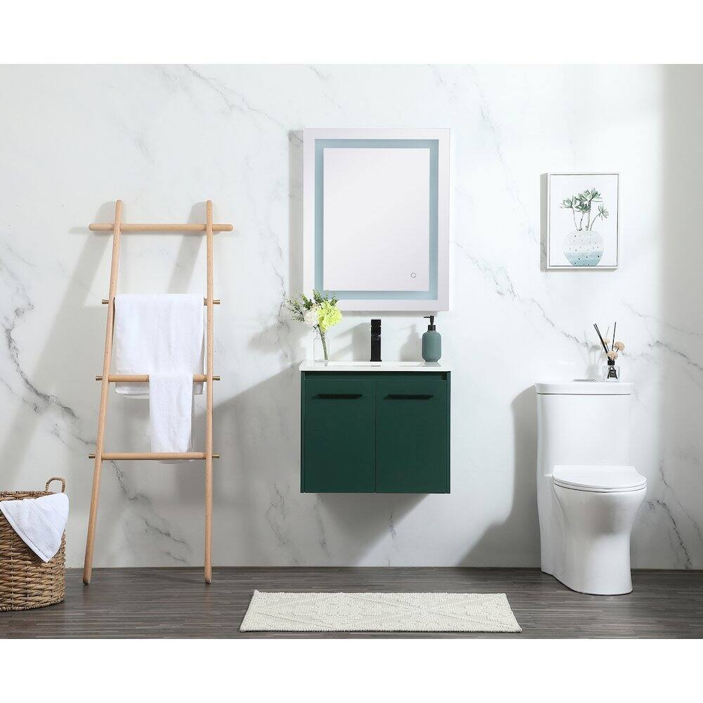 Alt View 8. Elegant Kitchen and Bath - 24 Inch Single Bathroom Vanity In Green - Green.