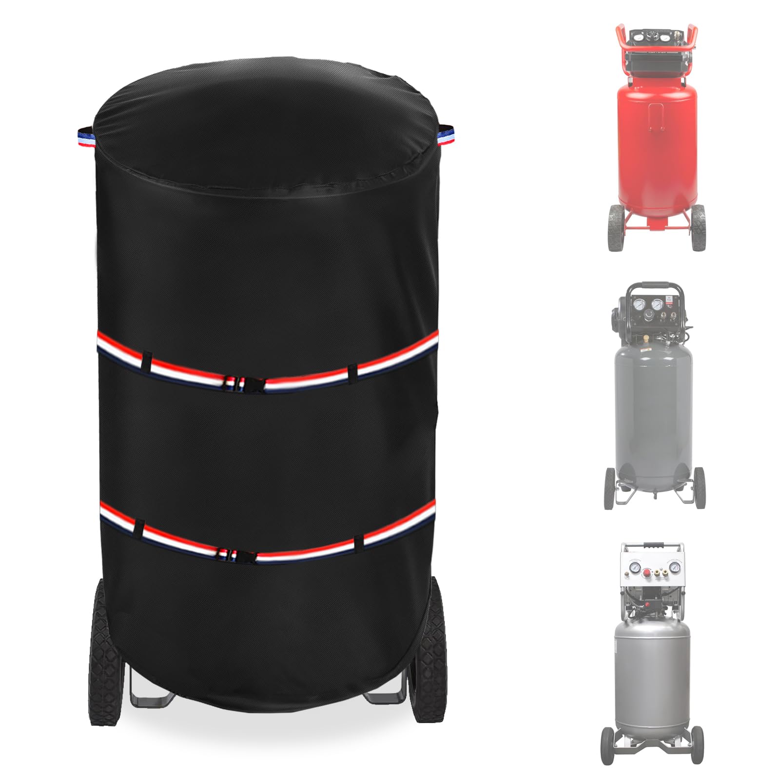 Front. JETRANSPORT - Air Compressor Cover Heavy Duty Waterproof Dust Suitable For 20-30 Gallon Vertical Compressors And Other Co - Black Vertical air compressor 25"D x 41"H.