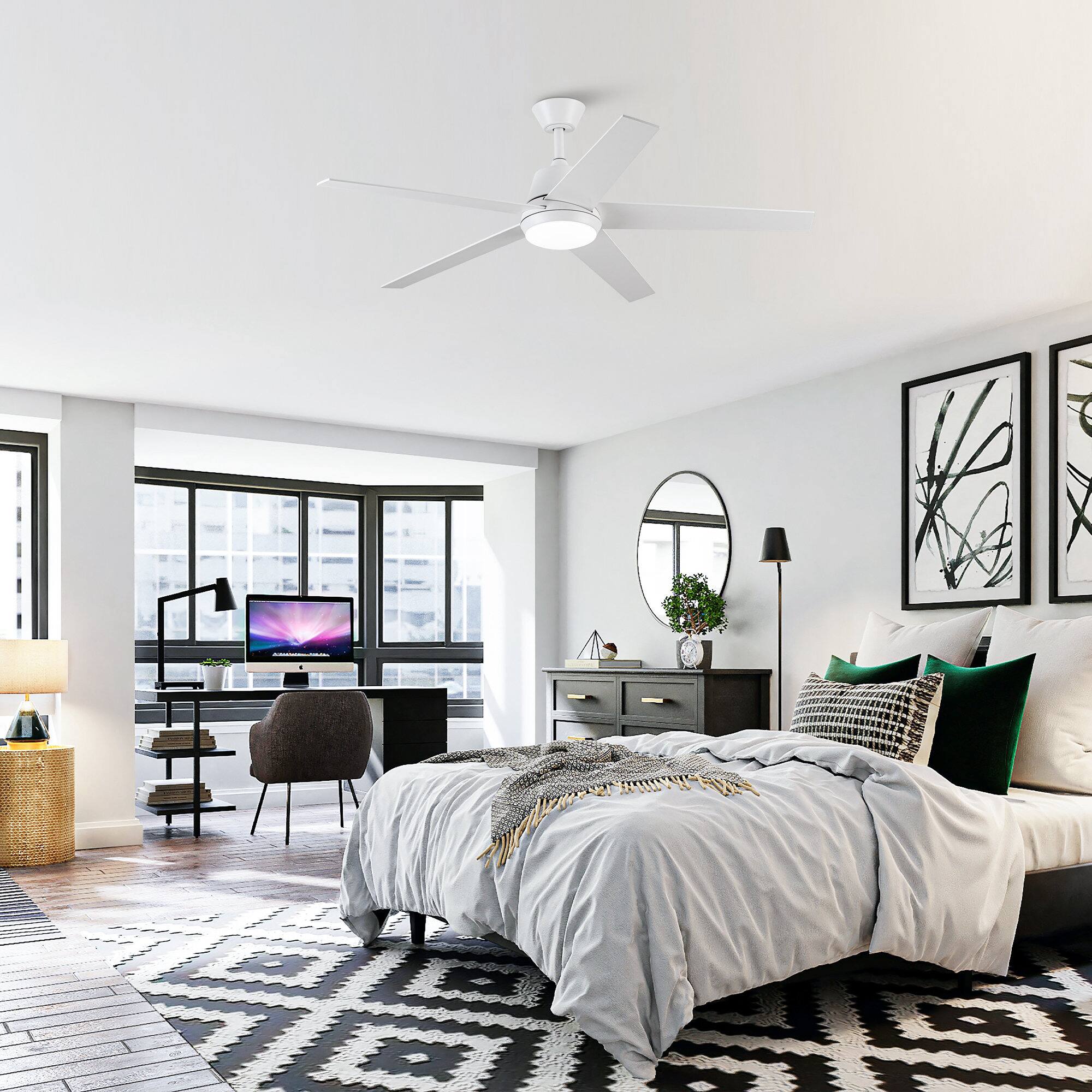 Angle. Vaczon - 52-inch Modern 3CCT Dimmable LED Smart Ceiling Fan with Light and Remote & APP Control - White.