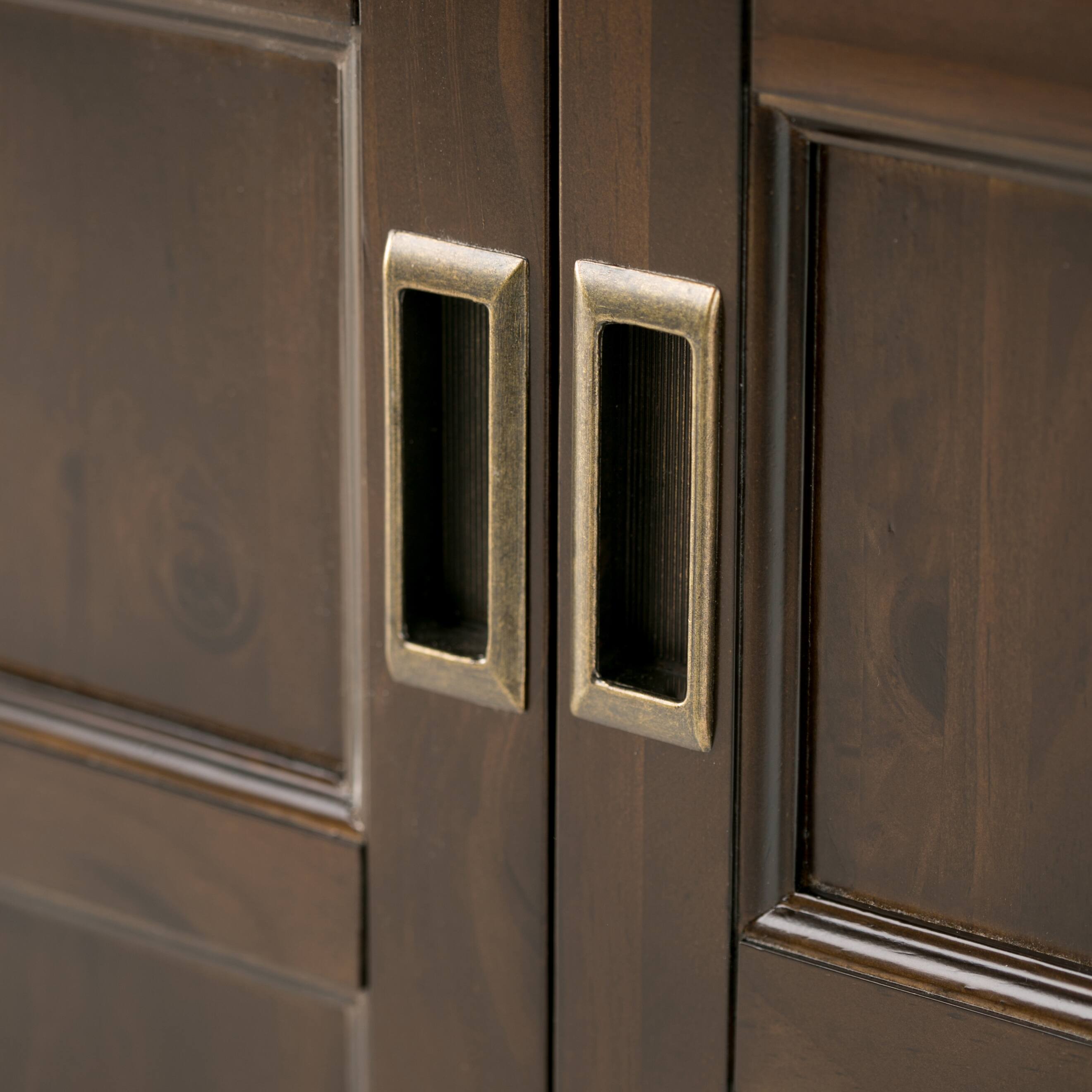 Alt View 15. Simpli Home - Burlington Low Storage Cabinet - Mahogany Brown.