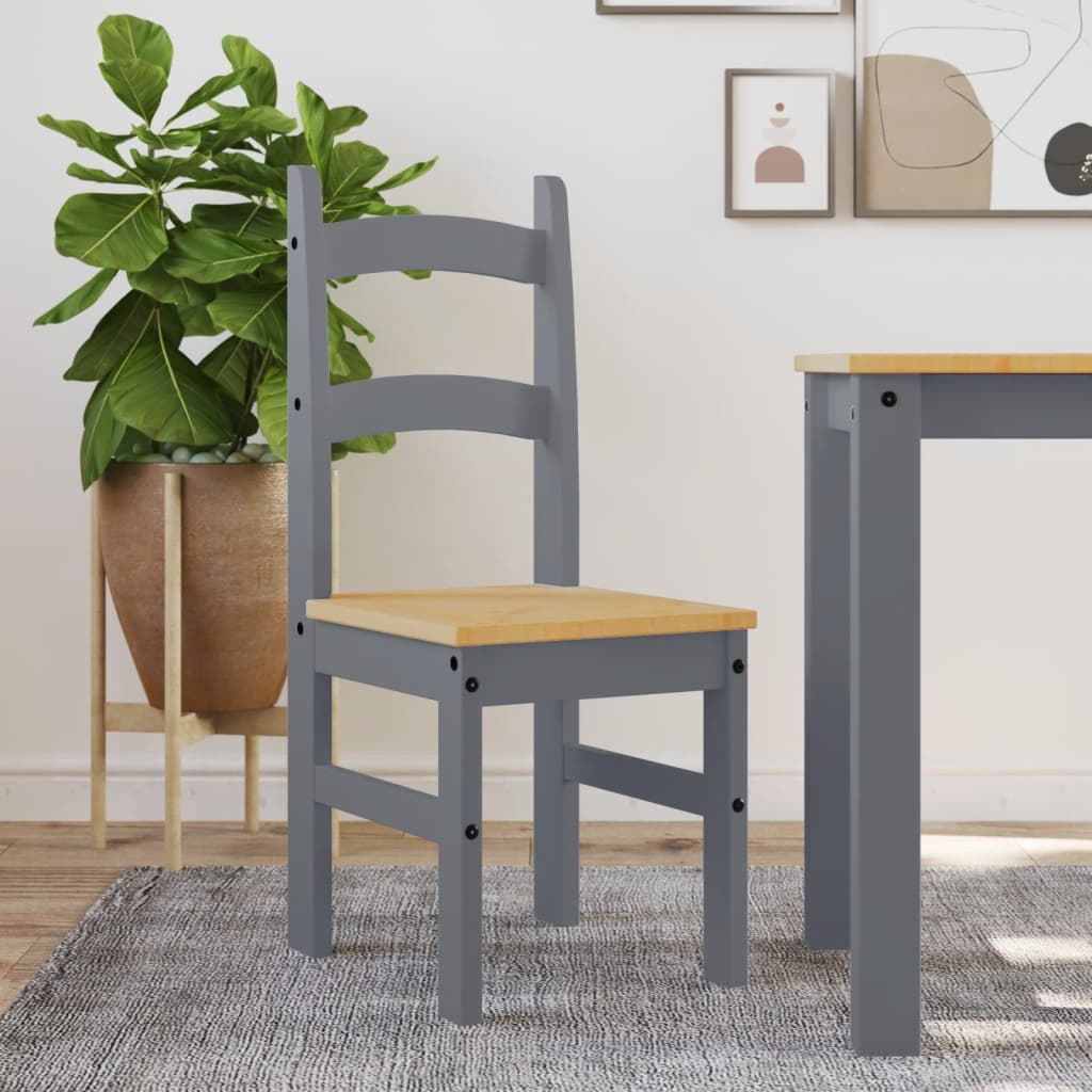 Front. Boyel Living - Gray Minimalist Desig Set of 2 Solid Pine Wood Dining Chairs - Gray.
