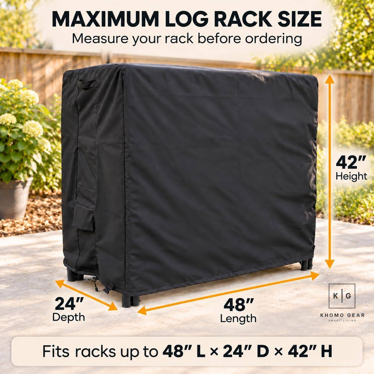 KHOMO GEAR Firewood Rack Cover 4ft Waterproof, Outdoor Log Rack Cover ...