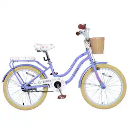 HTUTWOO - 20" Children's Bicycle Bikes with Basket for Ages 8-11 Cruiser Girls Bike Single Speed, No Training Wheels Included - Purple
