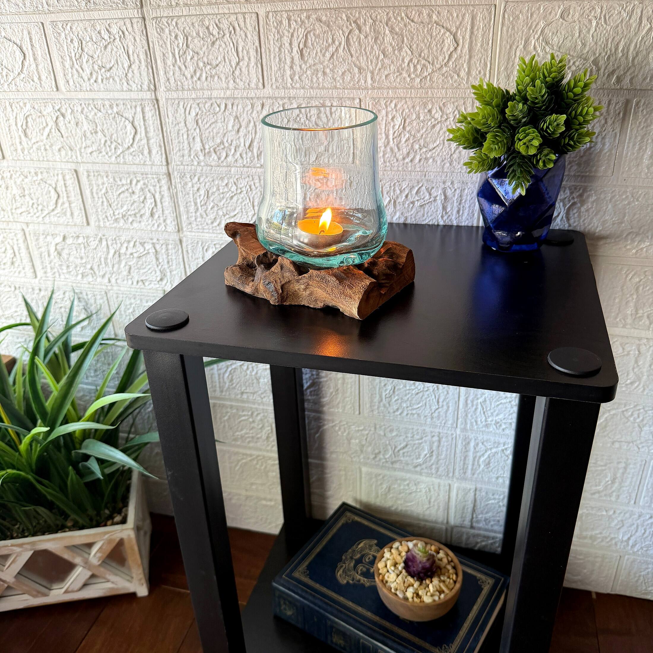Alt View 4. Things2Die4 - Decorative Glass Vase on Driftwood Base 5.25 in Natural Wood Tabletop - Natural.