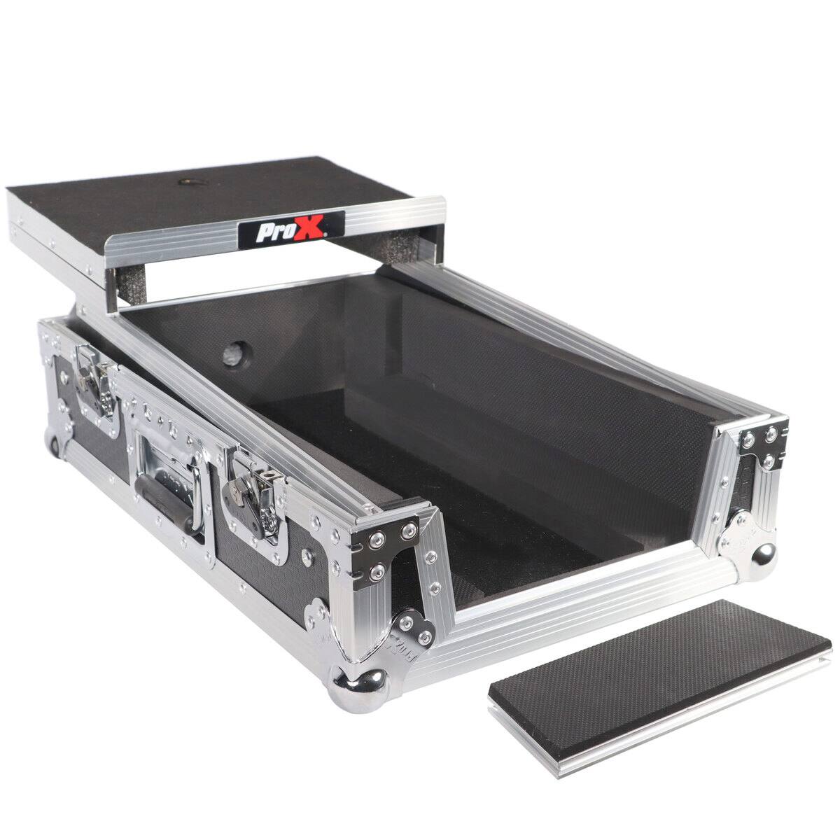 Front. ProX - ProX XS-RANE72LT 11" ATA-300 Style Gig Ready Flight/Road Case with Laptop Shelf for Rane Seventy-Two DJ Mixer, Silver on.