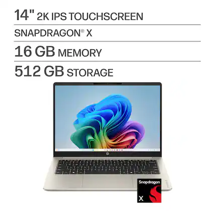 14" 2K IPS Touchscreen
Snapdragon® X
16 GB Memory
512 GB Storage
