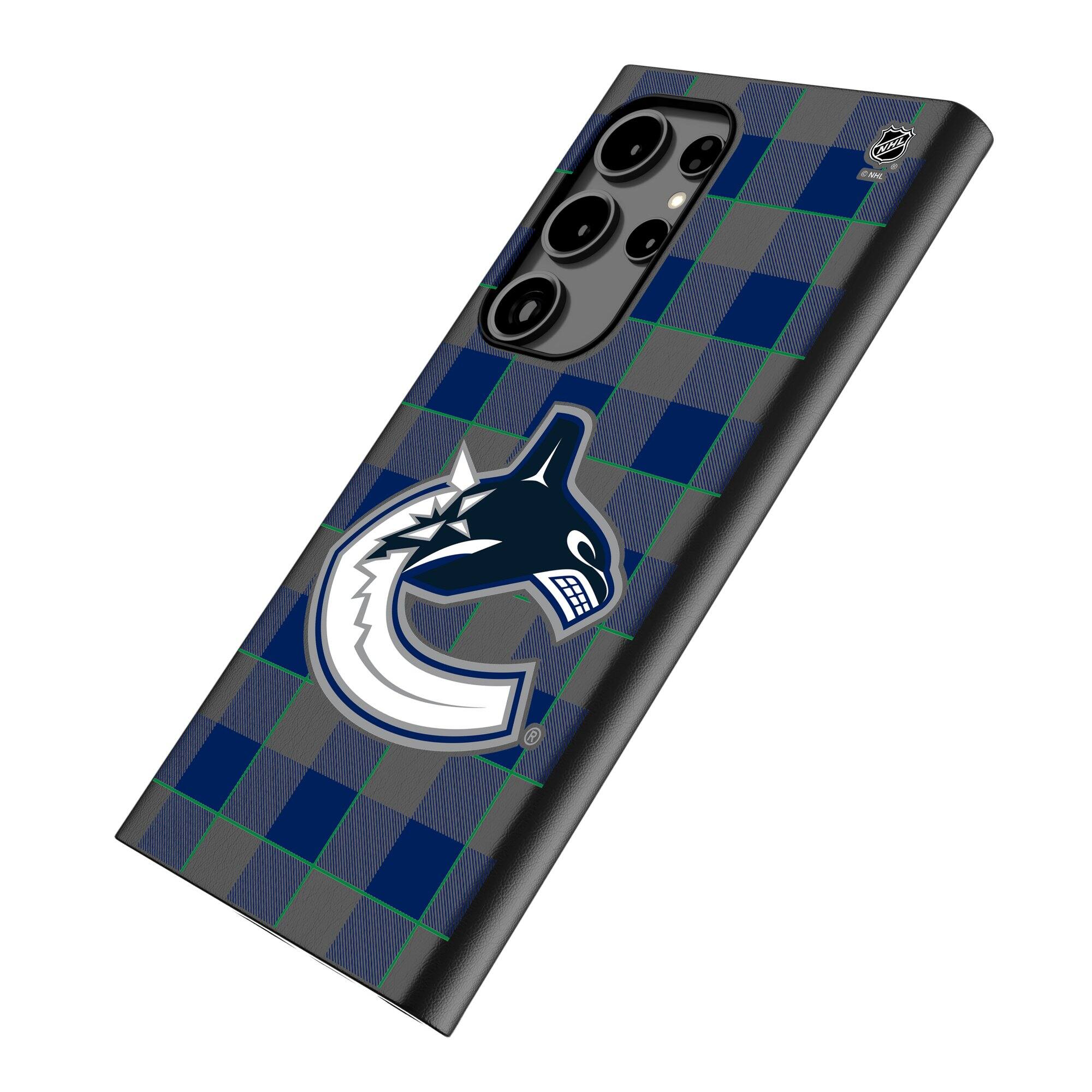Alt View 1. Keyscaper - Vancouver Canucks Plaid Galaxy Magnetic Bump Case - S24 - Black.