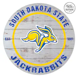 Jardine - South Dakota State Jackrabbits 20'' x 20'' Indoor/Outdoor Weathered Circle Sign - White