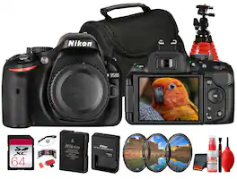D5200 DSLR Body Only, 24.1MP DX APS-C Nikon F-Mount Camera Starter Bundle