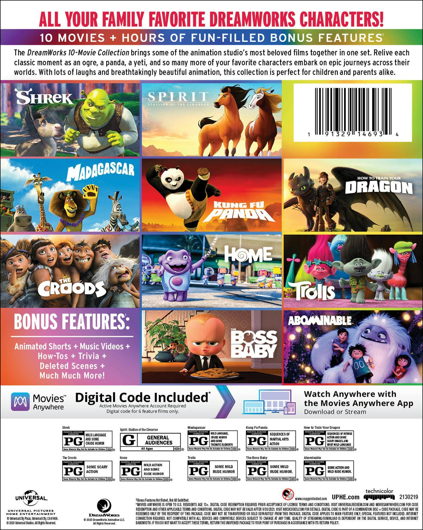 Angle. DreamWorks 10-Movie Collection (Blu-ray + Digital Copy) [Blu-ray].