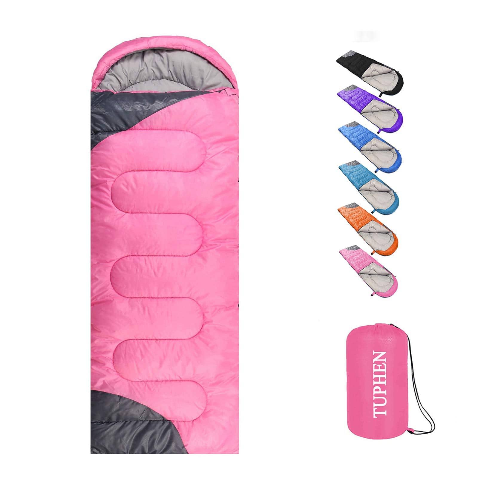 Dapper Styles - Sleeping Bags For Adults Backpacking Hiking Camping Microfiber Liner Cold Warm Weather 4 Seasons Indoor O - 3lb-Pink Grey