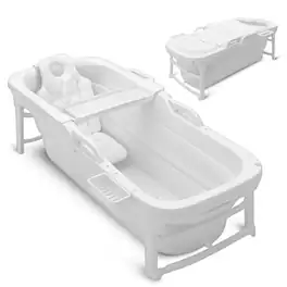 SereneLife - 59" Portable Bathtub for Adults, Large Foldable Freestanding Tub for Hot Spa, Cold Plunge & Ice Bath - White