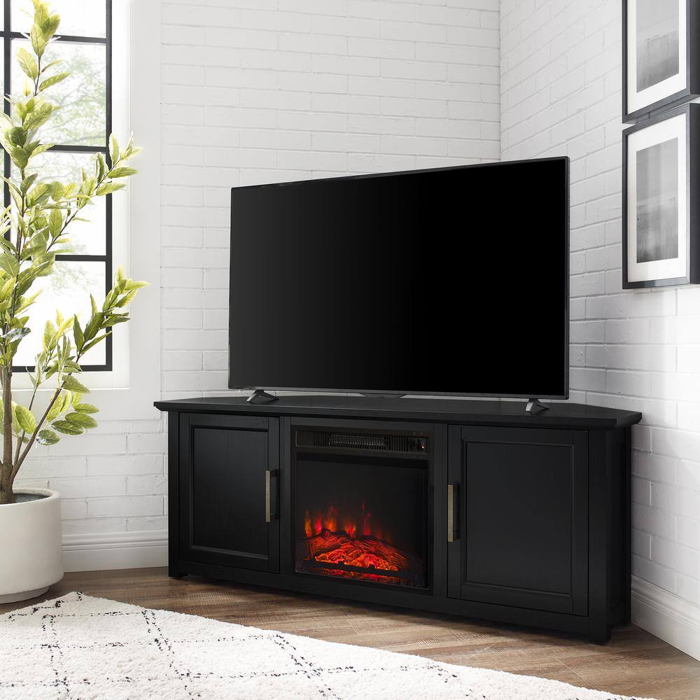 Alt View 1. Crosley Furniture - Camden Corner Fireplace Tv Stand For 65+ Inch Tv - Black.