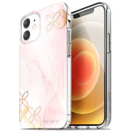 Front. Vena - MELANGE Chic Design Slim Protective Case for Apple iPhone 12 Mini - Pink Marble - Multicolored.