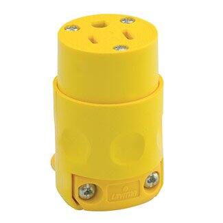 Front. Leviton - Leviton Residential PVC Ground/Straight Blade Connector 5-15R 2 Pole 3 Wire - Yellow.