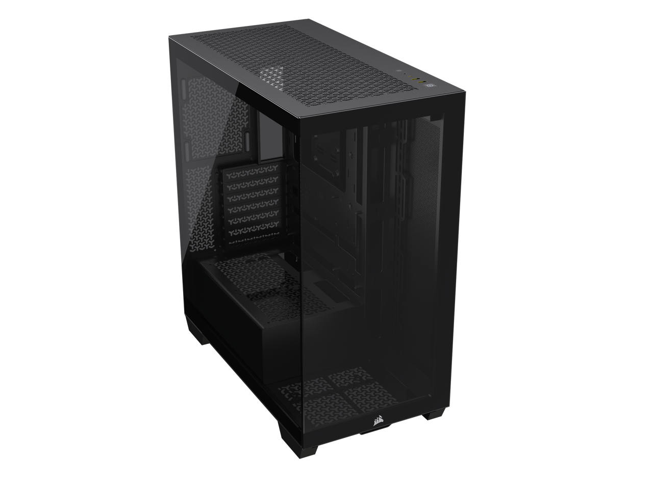 Alt View 8. CORSAIR - CORSAIR 3500X Tempered Glass Mid-Tower, Black – No Fans – Reverse MB Support – 10x 120mm Fans – 2x 360mm Radiators - Black.