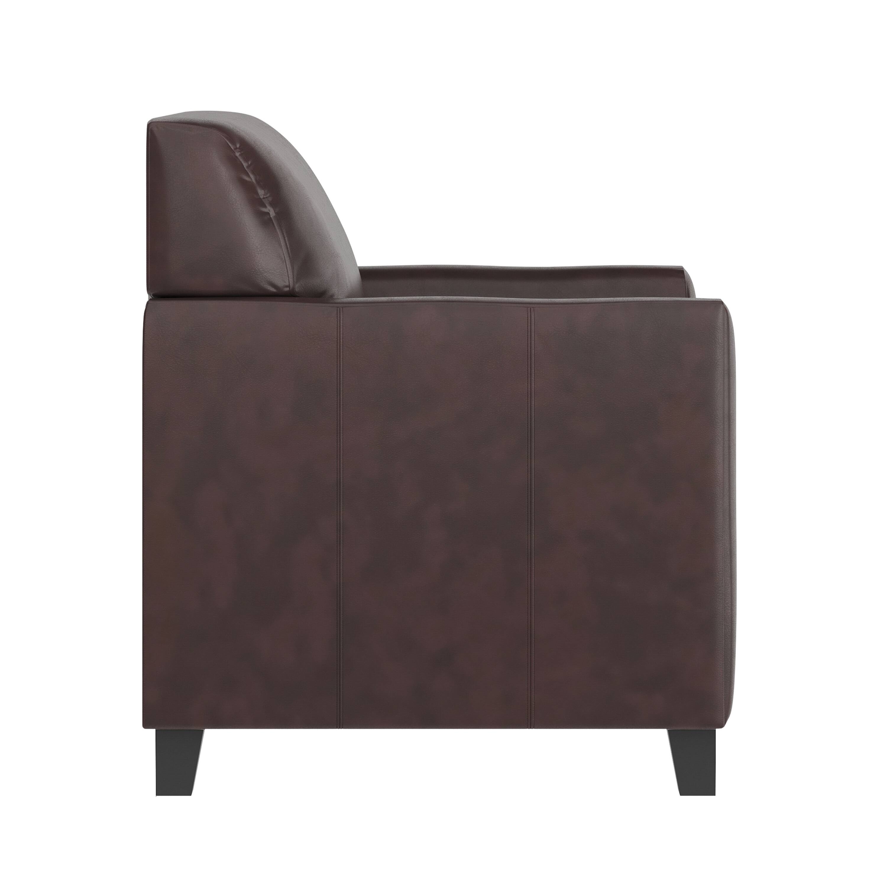 Left. Alamont Home - Hercules Diplomat  Contemporary Leather/Faux Leather Reception Chair - Brown.