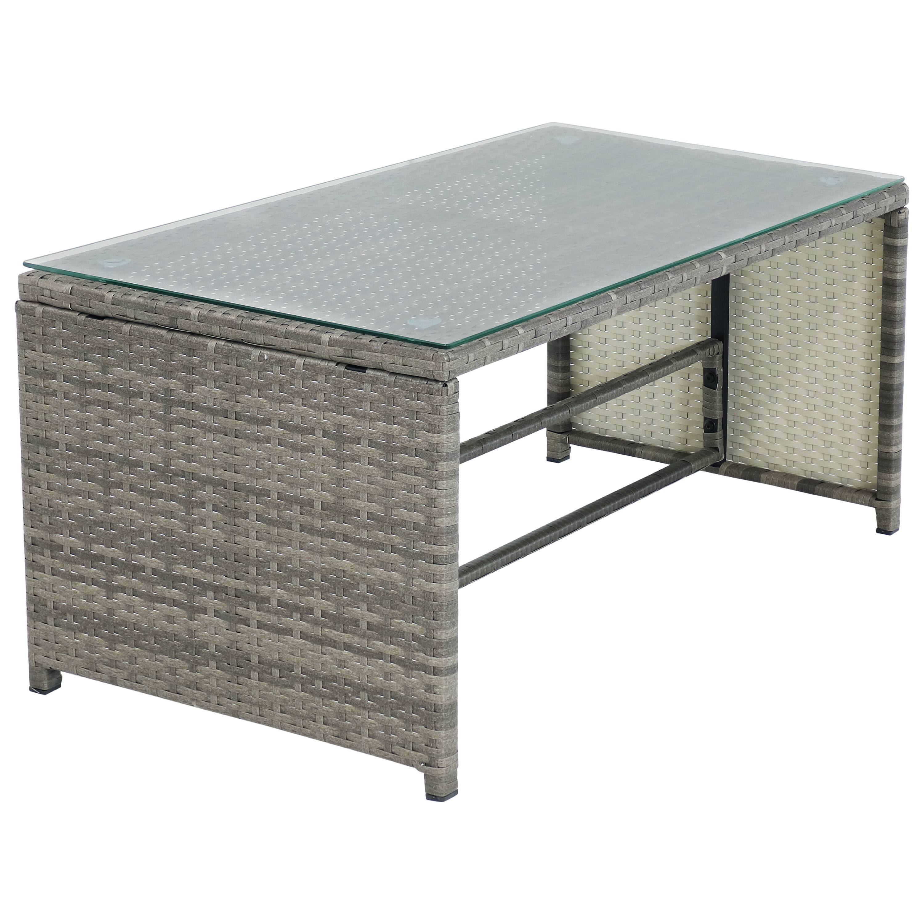 Alt View 4. Sunnydaze - Longford Rattan Patio Chaise Sofa Sectional Set - Charcoal.