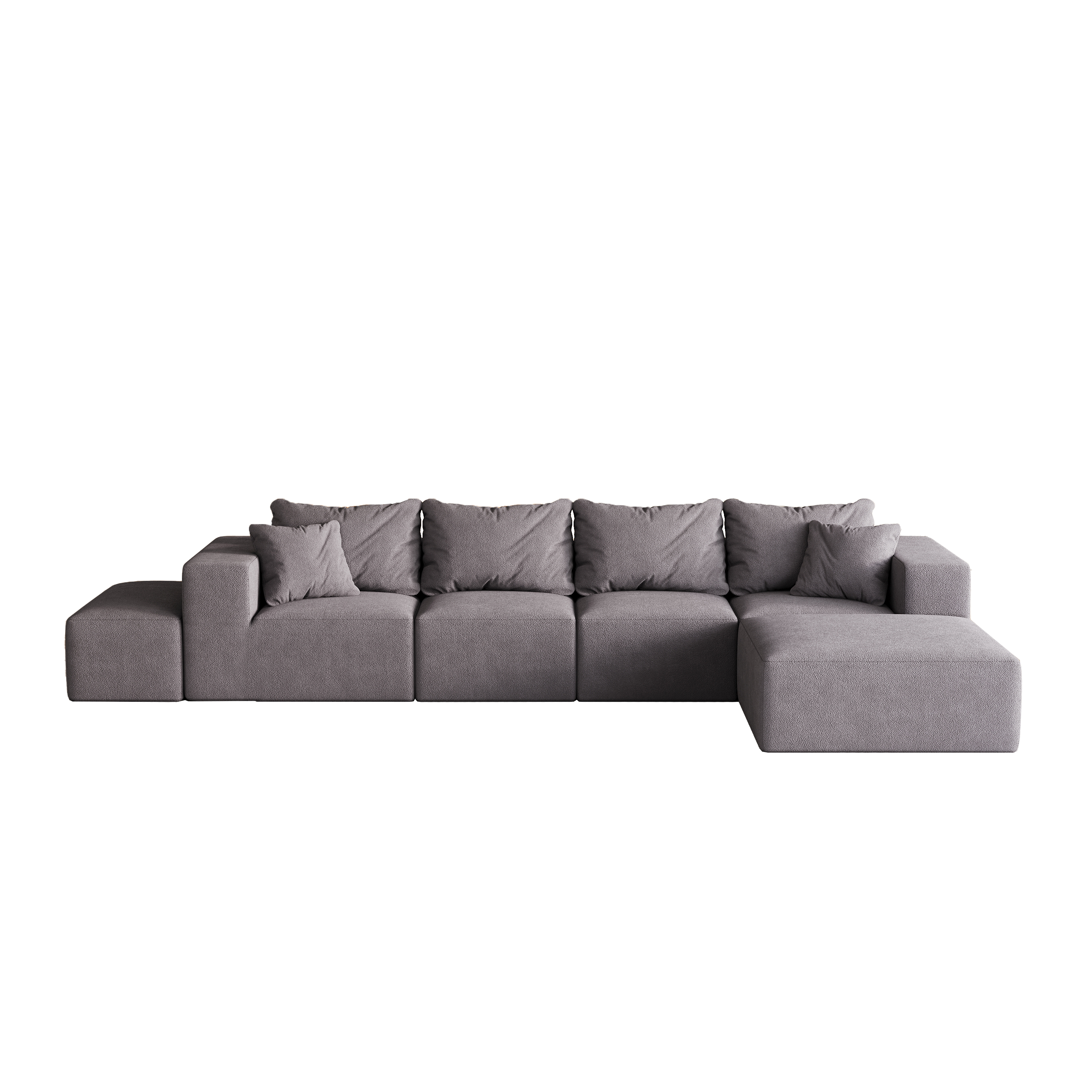 Alt View 1. Roomtec - Modern Upholstered Sectional Boneless Couch SetModular 132 inch L Shaped Sectional Living Room Sofa Set With 6 - Grey.