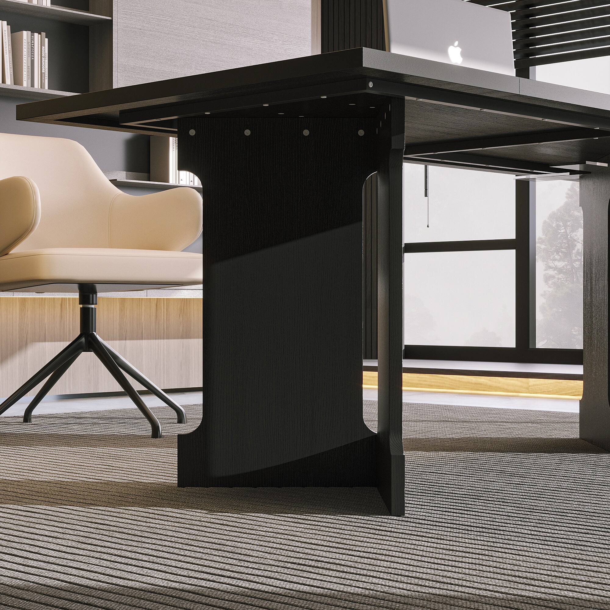 Alt View 7. Famapy - Famapy Office Desk: Sleek, Spacious & Modern Executive Workstation - Black.