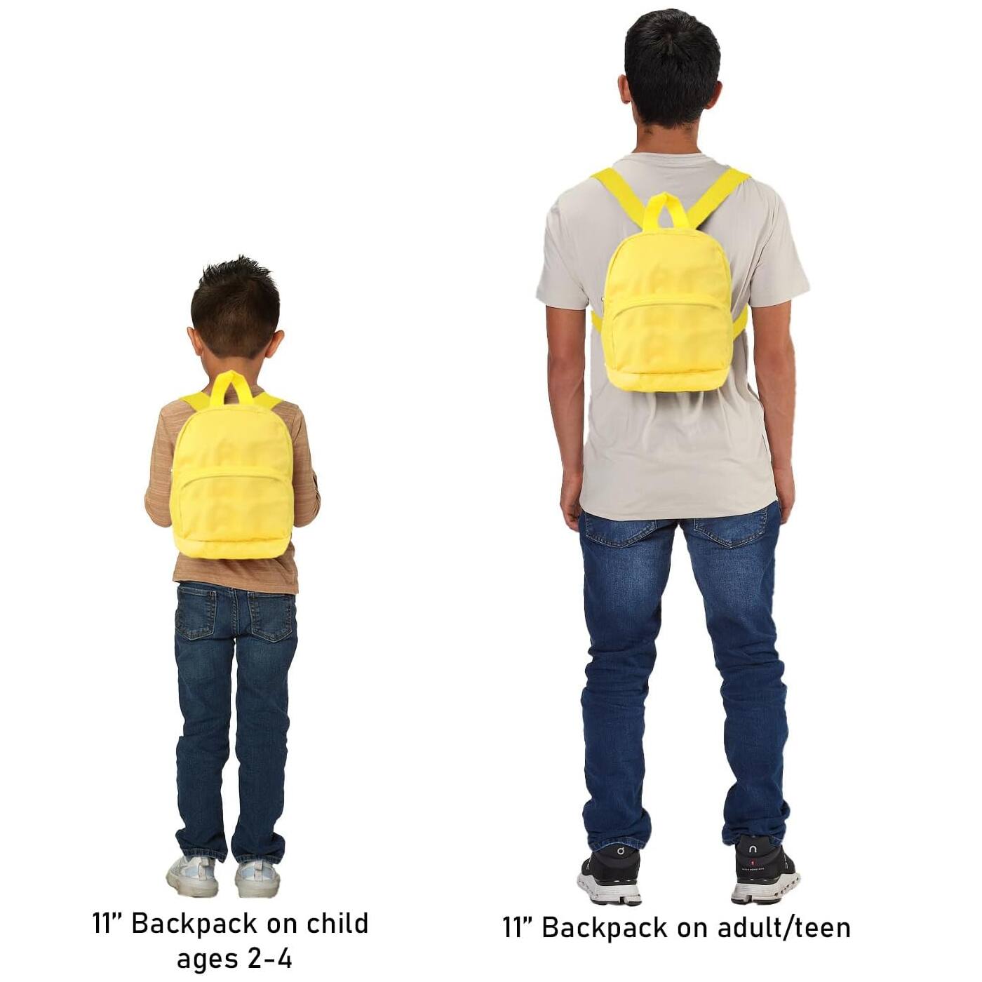 11" Backpack on child ages 2-4

11" Backpack on adult/teen