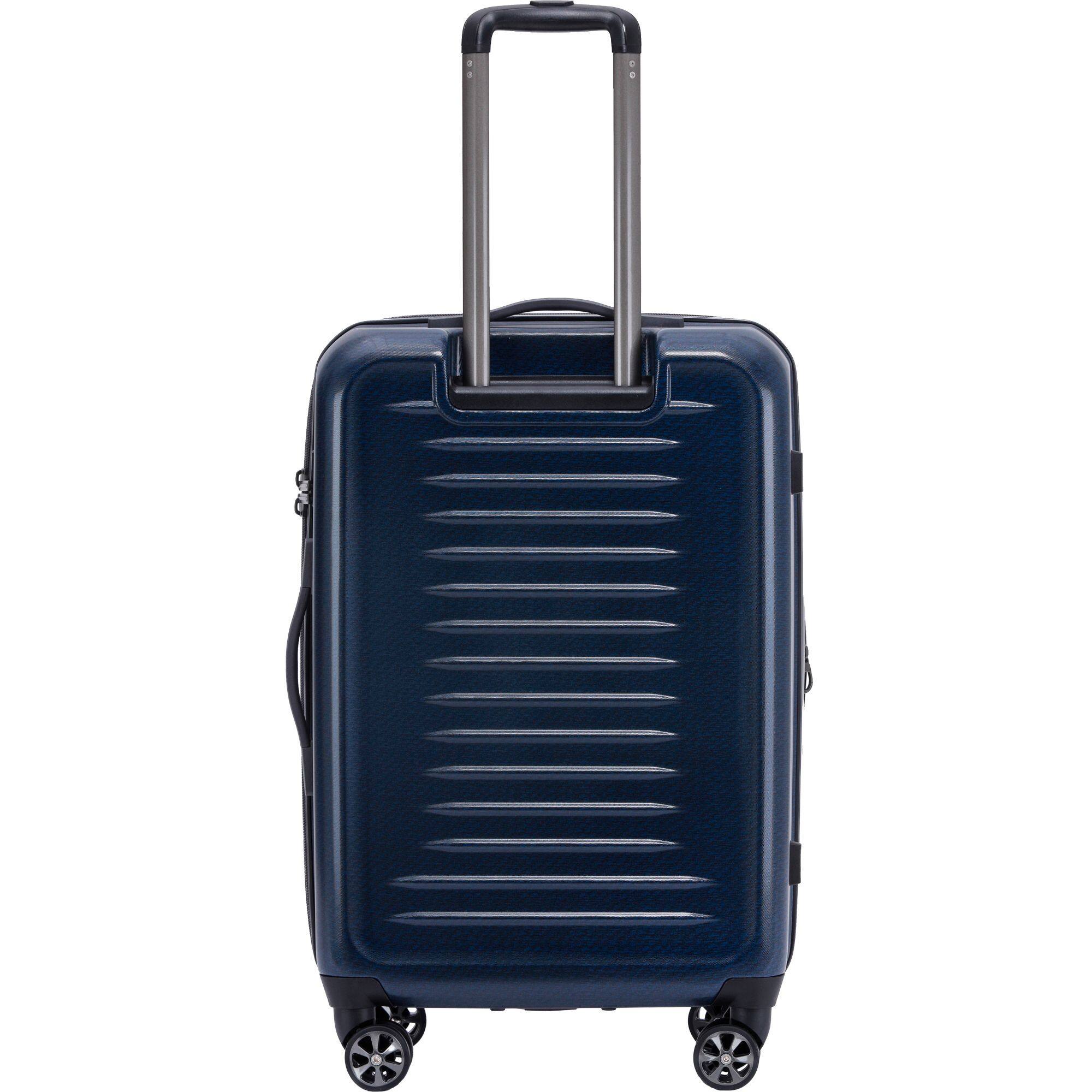 Left. Spyder - Spyder Rails 25 Inch Expandable Hardside Upright Suitcase with 360 Spinner Wheels, TSA Approved Lock - Carbon Blue.