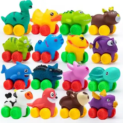 Front. Joyfy - Animal Cars, Soft Rubber Car Set Toy, Baby Mini Vehicles, Bath Toy for Boys & Girls, Beach & Pool.