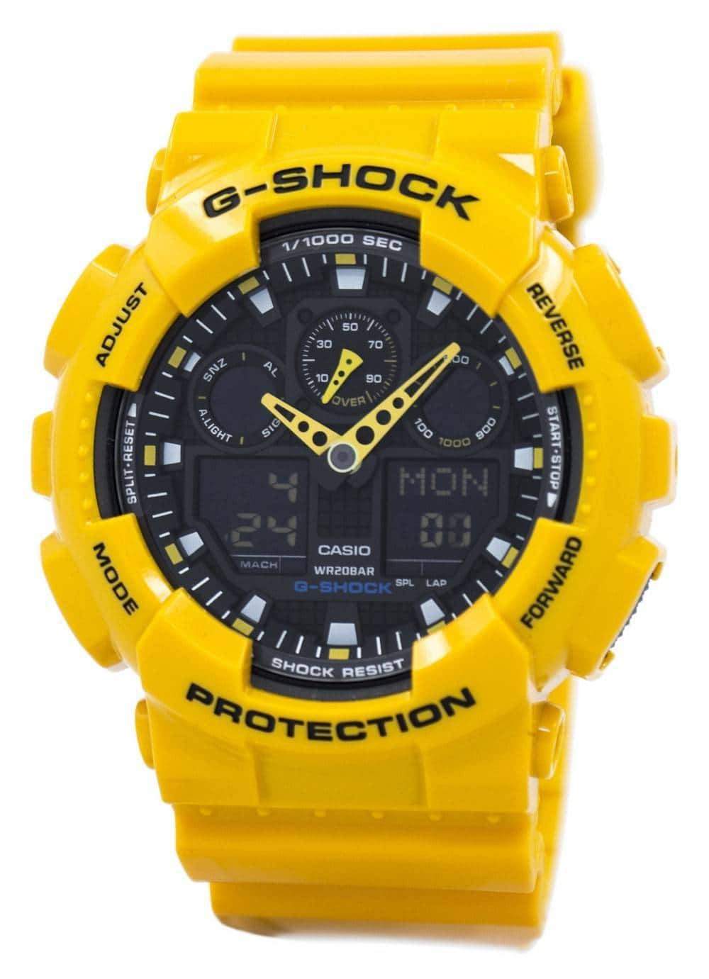 Casio - G-Shock GA-100A-9ADR GA100A-9ADR Velocity Indicator Alarm Men's Watch - Black
