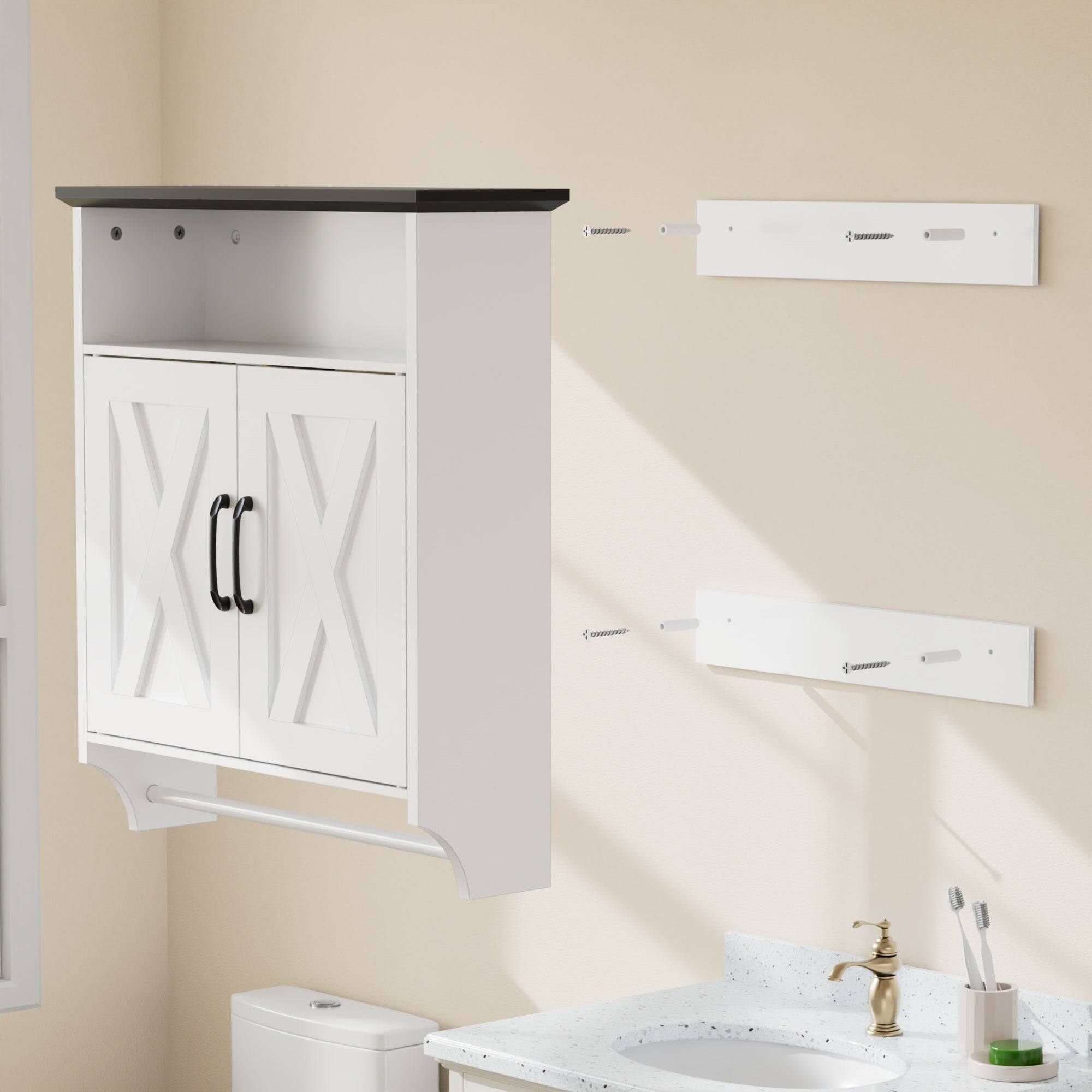 Alt View 2. Vecelo - Bathroom Medicine Cabinet with Sensor LED Light, Wall Mounted Storage Cabinet with Adjustable Shelves - White.