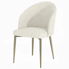 Manhattan Lane - Geru Dining Side Chair Set of 2, Padded Curved Back - White, Gold