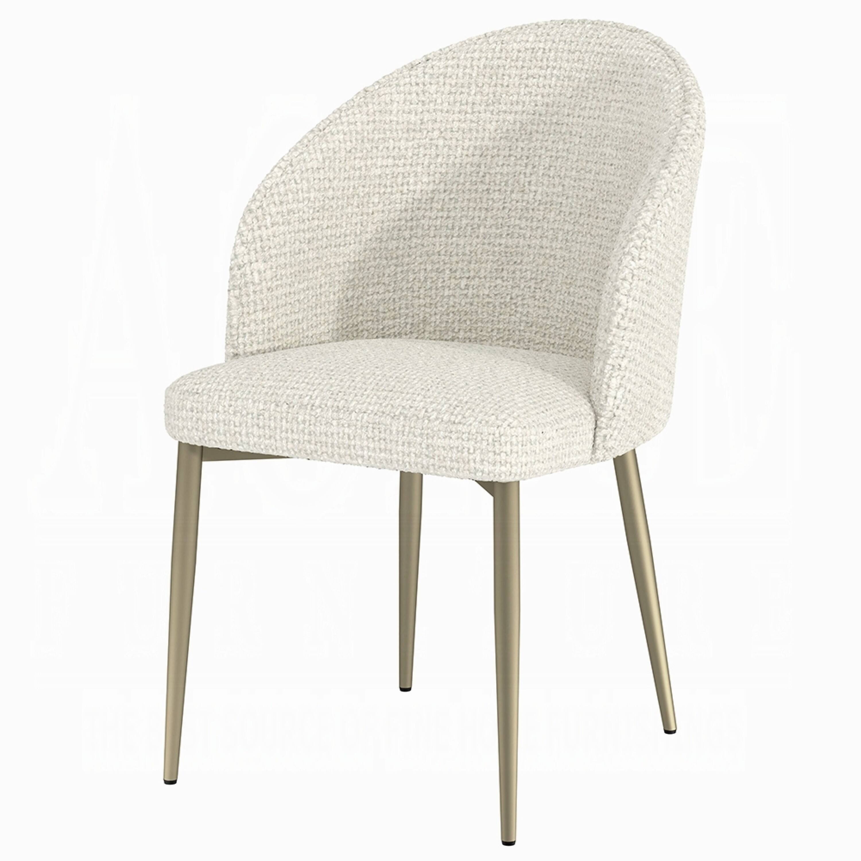 Front. Manhattan Lane - Geru Dining Side Chair Set of 2, Padded Curved Back - White, Gold.