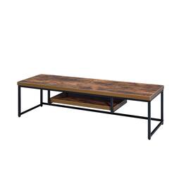 Manhattan Lane - Rectangular Wood And Metal TV Stand With One Shelf, Brown And Black - Brown, Black