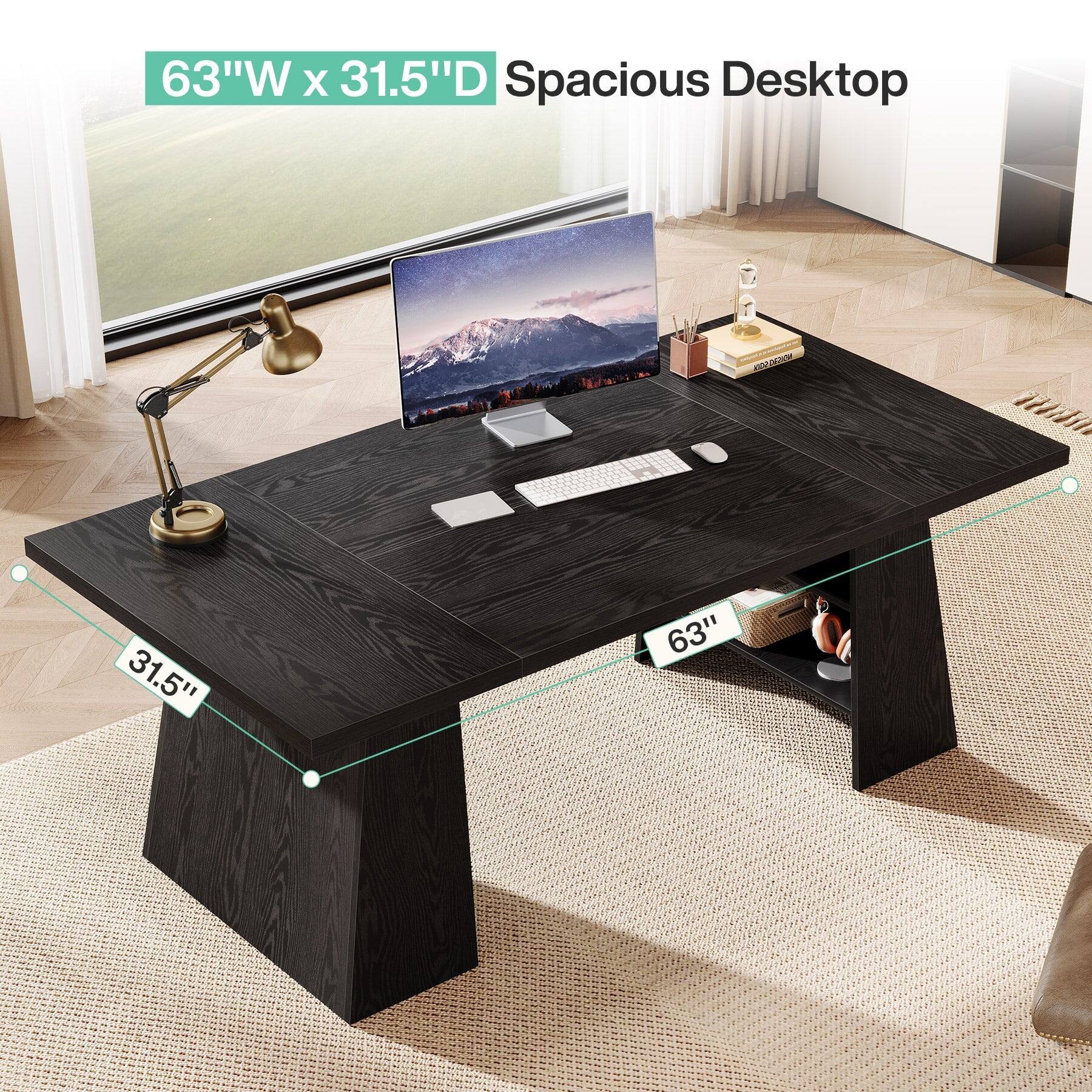 63"W x 31.5"D Spacious Desktop
