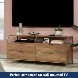 Forest'nSky - Wood 4 drawer 60 in. Wide Chest of Drawers with Upper Shelf for Living Room - Brown