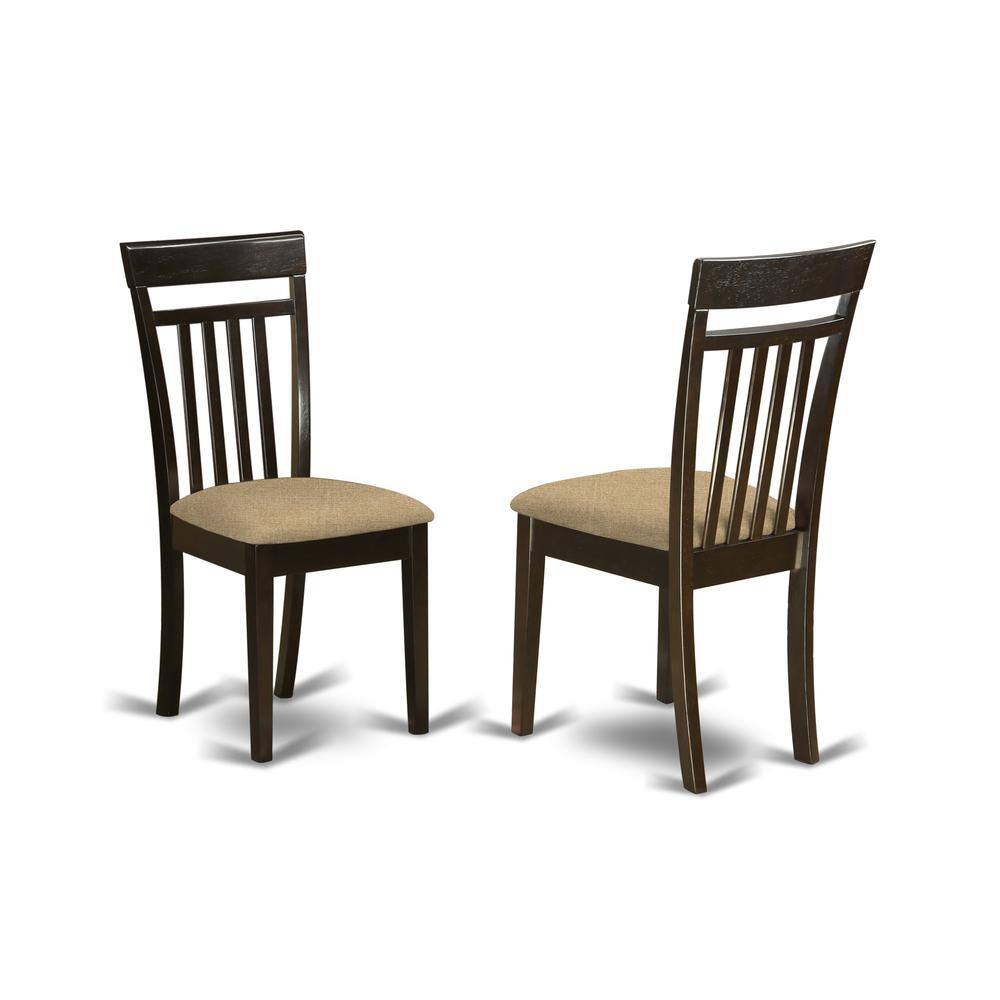 Front. East West Furniture - CAP5S-CAP-C 5 PC Formal Dining room set - Dining Table Top and 4 Dining Chairs - Cappuccino.