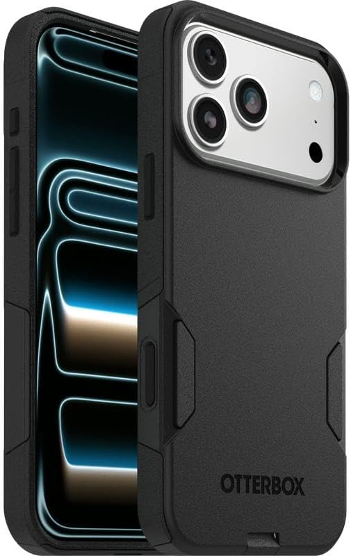 Left. OtterBox - OtterBox iPhone 17 Pro Max, Bundle: Commuter Series MagSafe Case & Screen Protector, Built-in magnets, Thin & Protective - Black.