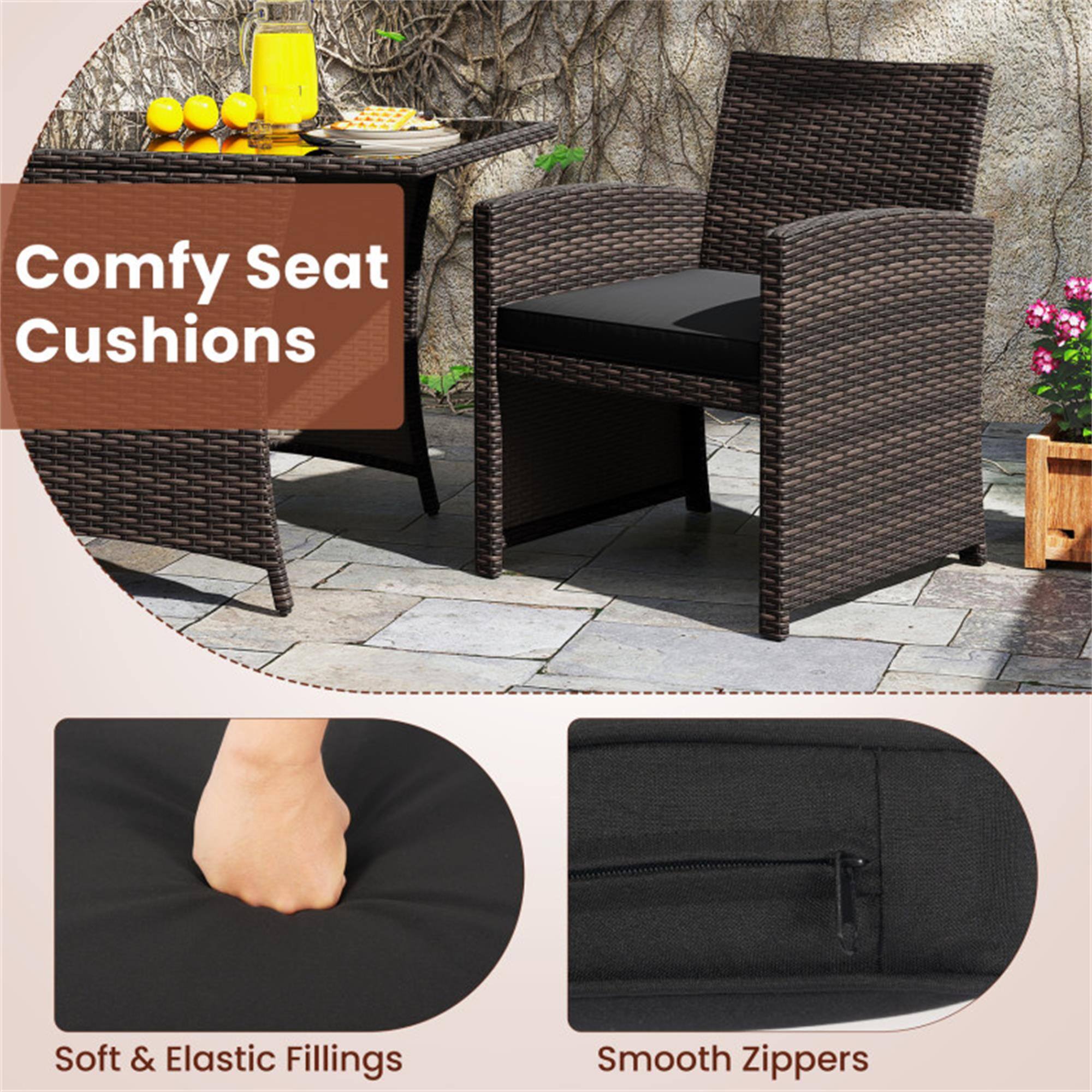 Comfy Seat Cushions  
Soft & Elastic Fillings  
Smooth Zippers